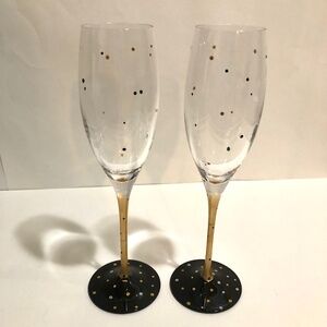 Crystal Champagne Flutes Hand Painted Confetti Design
